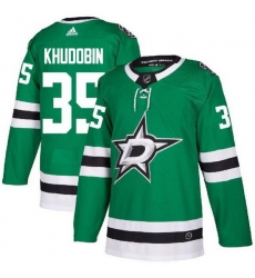 Men Dallas Stars 35 Anton Khudobin Green Adidas Jersey