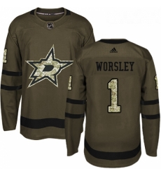 Youth Adidas Dallas Stars 1 Gump Worsley Premier Green Salute to Service NHL Jersey 