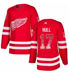 Mens Adidas Detroit Red Wings 17 Brett Hull Authentic Red Drift Fashion NHL Jersey 