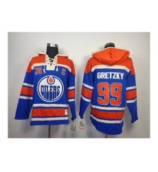 NHL Jerseys Edmonton Oilers #99 gretzky blue[pullover hooded sweatshirt][patch C]