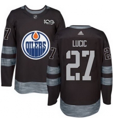 Oilers #27 Milan Lucic Black 1917 2017 100th Anniversary Stitched NHL Jersey