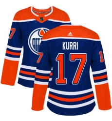 Womens Adidas Edmonton Oilers 17 Jari Kurri Authentic Royal Blue Alternate NHL Jersey 