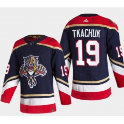 Men Florida Panthers 19 Matthew Tkachuk 2022 Navy Reverse Retro Stitched Jersey