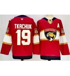 Men Florida Panthers 19 Matthew Tkachuk Red 2024 25 Home With A Patch Stitched Hockey Jersey