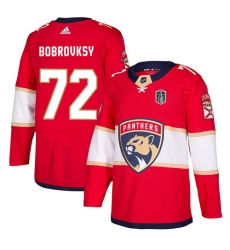 Men Florida Panthers 72 Sergei Bobrovsky Red 2024 Stanley Cup Final Patch Stitched Jersey