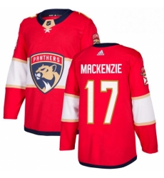 Mens Adidas Florida Panthers 17 Derek MacKenzie Authentic Red Home NHL Jersey 