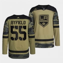 Men Los Angeles Kings 55 Quinton Byfield 2022 Camo Military Appreciation Night Stitched jersey