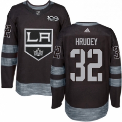 Mens Adidas Los Angeles Kings 32 Kelly Hrudey Premier Black 1917 2017 100th Anniversary NHL Jersey 