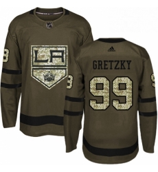 Mens Adidas Los Angeles Kings 99 Wayne Gretzky Authentic Green Salute to Service NHL Jersey 