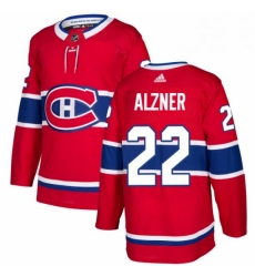 Mens Adidas Montreal Canadiens 22 Karl Alzner Premier Red Home NHL Jersey 