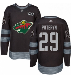 Mens Adidas Minnesota Wild 29 Greg Pateryn Authentic Black 1917 2017 100th Anniversary NHL Jersey 