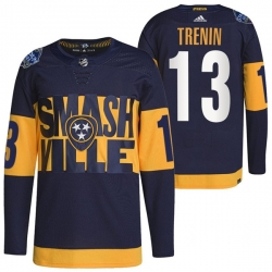 Men Nashville Predators 13 Yakov Trenin 2022 Navy Stadium Series Breakaway Player Stitched Jersey