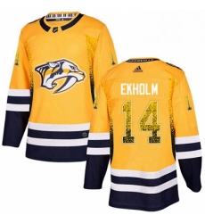 Mens Adidas Nashville Predators 14 Mattias Ekholm Authentic Gold Drift Fashion NHL Jersey 