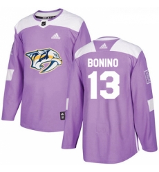 Youth Adidas Nashville Predators 13 Nick Bonino Authentic Purple Fights Cancer Practice NHL Jersey 