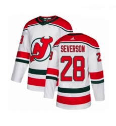 Youth Adidas New Jersey Devils 28 Damon Severson Authentic White Alternate NHL Jersey 