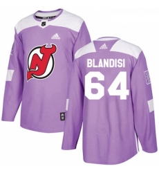 Youth Adidas New Jersey Devils 64 Joseph Blandisi Authentic Purple Fights Cancer Practice NHL Jersey 