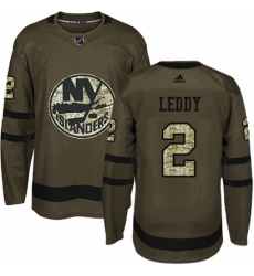 Mens Adidas New York Islanders 2 Nick Leddy Authentic Green Salute to Service NHL Jersey 