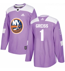 Youth Adidas New York Islanders 1 Thomas Greiss Authentic Purple Fights Cancer Practice NHL Jersey 