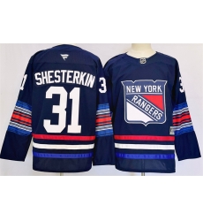 Men New York Rangers 31 Igor Shesterkin Navy 2024 25 Stitched Jersey