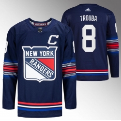 Men New York Rangers 8 Jacob Trouba Navy Stitched Jersey