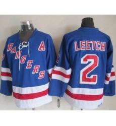 New York Rangers #2 Brian Leetch Light Blue CCM Throwback Stitched NHL Jersey