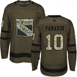 Rangers #10 Artemi Panarin Green Salute to Service Stitched Hockey Jersey