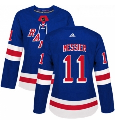 Womens Adidas New York Rangers 11 Mark Messier Authentic Royal Blue Home NHL Jersey 