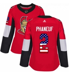 Womens Adidas Ottawa Senators 2 Dion Phaneuf Authentic Red USA Flag Fashion NHL Jersey 