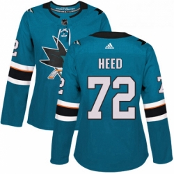 Womens Adidas San Jose Sharks 72 Tim Heed Premier Teal Green Home NHL Jersey 