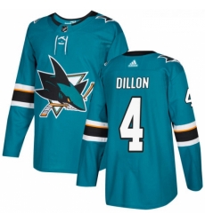 Youth Adidas San Jose Sharks 4 Brenden Dillon Authentic Teal Green Home NHL Jersey 