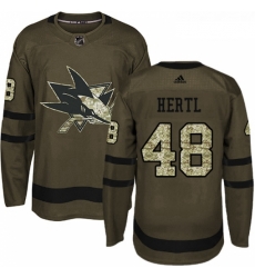 Youth Adidas San Jose Sharks 48 Tomas Hertl Premier Green Salute to Service NHL Jersey 