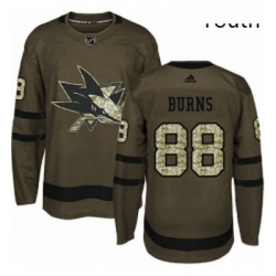 Youth Adidas San Jose Sharks 88 Brent Burns Premier Green Salute to Service NHL Jersey 