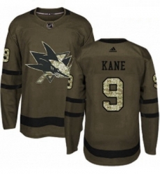 Youth Adidas San Jose Sharks 9 Evander Kane Authentic Green Salute to Service NHL Jerse