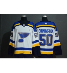 Blues 50 Jordan Binnington White Adidas Jersey