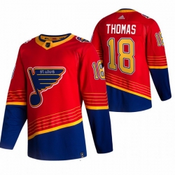 Men St  Louis Blues 18 Robert Thomas Red Adidas 2020 21 Reverse Retro Alternate NHL Jersey