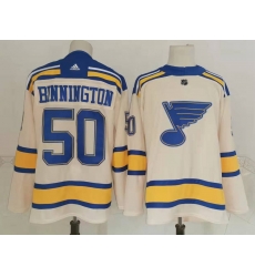 Men St Louis Blues 50 Jordan Binnington Cream 2022 Winter Classic Authentic Jersey