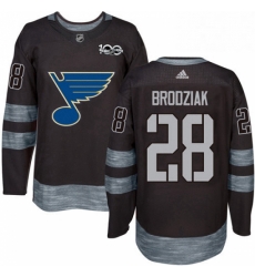 Mens Adidas St Louis Blues 28 Kyle Brodziak Authentic Black 1917 2017 100th Anniversary NHL Jersey 