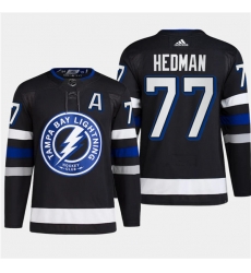 Men's Tampa Bay Lightning #77 Victor Hedman Black 2024 Stadium Series Stitched Jersey