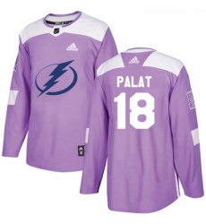 Youth Adidas Tampa Bay Lightning 18 Ondrej Palat Authentic Purple Fights Cancer Practice NHL Jersey 