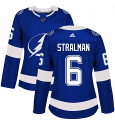 Womens Adidas Tampa Bay Lightning 6 Anton Stralman Authentic Royal Blue Home NHL Jersey 