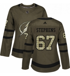 Womens Adidas Tampa Bay Lightning 67 Mitchell Stephens Authentic Green Salute to Service NHL Jersey 