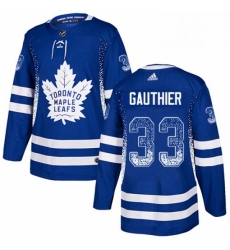 Mens Adidas Toronto Maple Leafs 33 Frederik Gauthier Authentic Blue Drift Fashion NHL Jersey 