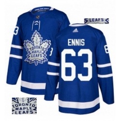 Mens Adidas Toronto Maple Leafs 63 Tyler Ennis Authentic Royal Blue Fashion Gold NHL Jersey 