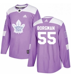 Youth Adidas Toronto Maple Leafs 55 Andreas Borgman Authentic Purple Fights Cancer Practice NHL Jersey 