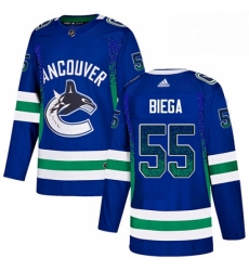 Mens Adidas Vancouver Canucks 55 Alex Biega Authentic Blue Drift Fashion NHL Jersey 