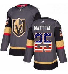 Mens Adidas Vegas Golden Knights 25 Stefan Matteau Authentic Gray USA Flag Fashion NHL Jersey 