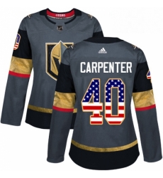 Womens Adidas Vegas Golden Knights 40 Ryan Carpenter Authentic Gray USA Flag Fashion NHL Jersey