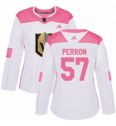 Womens Adidas Vegas Golden Knights 57 David Perron Authentic WhitePink Fashion NHL Jersey 