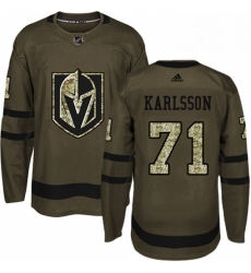 Youth Adidas Vegas Golden Knights 71 William Karlsson Authentic Green Salute to Service NHL Jersey 