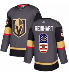 Youth Adidas Vegas Golden Knights 8 Griffin Reinhart Authentic Gray USA Flag Fashion NHL Jersey 